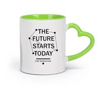 DEBINGY céramique Tasses pour la maison et le bureau Citations inspirantes : L'avenir commence aujourd'hui （11oz/320ml） Pour la maison et le bureau Vert