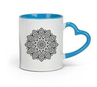 DEBINGY céramique Tasses pour la maison et le bureau élément de design décoratif abstrait de mandala rond （11oz/320ml） Pour hommes et femmes Bleu