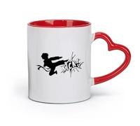 DEBINGY céramique Tasses pour la maison et le bureau Karaté Garçon Combat Coup de pied Arts martiaux Sport （11oz/320ml） Boissons chaudes, expresso Rouge