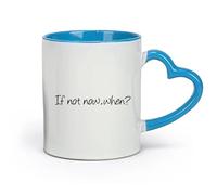 DEBINGY céramique Tasses pour la maison et le bureau Phrase de motivation « Si ce n'est pas maintenant » （11oz/320ml） Tasse à café en céramique pour cappuccino, thé, lait Bleu