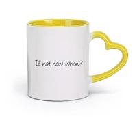 DEBINGY céramique Tasses pour la maison et le bureau Phrase de motivation « Si ce n'est pas maintenant » （11oz/320ml） Tasse à café en céramique pour cappuccino, thé, lait Jaune