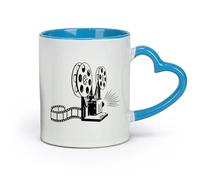 DEBINGY céramique Tasses tendance pour thé et café Cinéma Rétro Caméra Caméra Caméscope Projecteur Théâtre （11oz/320ml） Pour la maison et le bureau Bleu