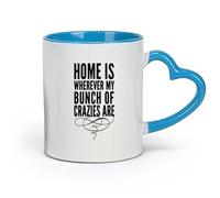 DEBINGY céramique Tasses tendance pour thé et café La maison est l'endroit où mon groupe de fous reste （11oz/320ml） Pour café, flocons d'avoine, thé, facile à nettoyer Bleu