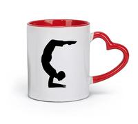 DEBINGY céramique Tasses tendance pour thé et café Silhouettes de postures de yoga dans un studio de yoga （11oz/320ml） Bureau, maison, café, lave-vaisselle et micro-ondes Rouge
