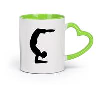 DEBINGY céramique Tasses tendance pour thé et café Silhouettes de postures de yoga dans un studio de yoga （11oz/320ml） Bureau, maison, café, lave-vaisselle et micro-ondes Vert