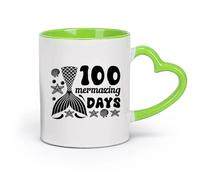 DEBINGY céramique Tasses tendance pour thé et café typographie de Mermazing Days, citation intelligente （11oz/320ml） Cadeau de bureau unique pour femme et homme Vert