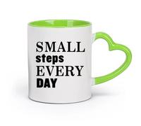 DEBINGY céramique Verres en céramique pour la maison Faites un petit pas chaque jour Citations inspirantes （11oz/320ml） Pour le bureau et la maison Vert