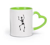 DEBINGY céramique Verres en céramique pour la maison Motif de squelette drôle d'Halloween avec des os de crâne dansants （11oz/320ml） Lave-vaisselle Vert