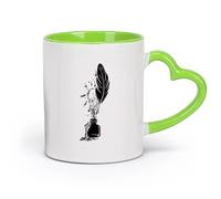 DEBINGY céramique Verres en céramique pour la maison Recherche Plume Encre Créative Écrivain Inspiration （11oz/320ml） Cadeau de bureau unique pour femme et homme Vert