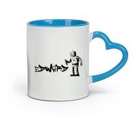DEBINGY céramique Verres en céramique pour la maison Robot à code-barres Graffiti Street Chambre d'enfant Jeu （11oz/320ml） Lave-vaisselle et micro-ondes Bleu