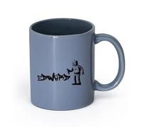DEBINGY céramique Verres en céramique pour la maison Robot à code-barres Graffiti Street Chambre d'enfant Jeu （11oz/320ml） Lave-vaisselle et micro-ondes Blaugrau