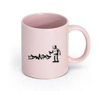 DEBINGY céramique Verres en céramique pour la maison Robot à code-barres Graffiti Street Chambre d'enfant Jeu （11oz/320ml） Lave-vaisselle et micro-ondes Rose