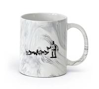 DEBINGY céramique Verres en céramique pour la maison Robot à code-barres Graffiti Street Chambre d'enfant Jeu （11oz/320ml） Lave-vaisselle et micro-ondes Marmorschwarz