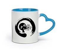 DEBINGY céramique Verres en céramique pour la maison Tree Kitchen Enso Circle Zen Yoga Studio Méditation Nordique （11oz/320ml） Pour thé, café, lait, cappuccino Bleu