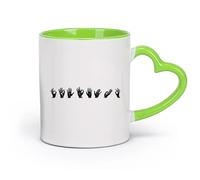 DEBINGY Coffret cadeau pour tasse à latte avec anse formes silhouette mains montrant des gestes （11oz/320ml） Tasse à café en pour cappuccino, thé, lait Vert