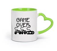 DEBINGY Coffret cadeau pour tasse à latte avec anse Manette Game Over pour enfants Game Boy Play （11oz/320ml） Idéal pour la maison, le bureau, les cafés, idées cadeaux Vert