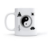 DEBINGY Coffret cadeau pour tasse à latte avec anse Méditation Zen Bouddha Yin Yang （11oz/320ml） Parfait pour les cuisines, restaurants et cafés, excellente idée cadeau