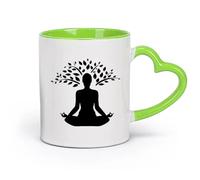 DEBINGY Coffret cadeau pour tasse à latte avec anse Studio de méditation et de yoga （11oz/320ml） Cadeau humoristique pour les amateurs de café, les collègues et les amis Vert