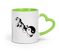 DEBINGY Coffret cadeau pour tasse à latte avec anse Talisman Yin Yang Taiji （11oz/320ml） Cadeau humoristique pour les amateurs de café, les collègues et les amis Vert