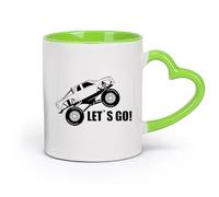 DEBINGY Coffret cadeau pour tasse à latte avec anse Texte « Allons-y » pour les VTTistes （11oz/320ml） Élégant et durable - Compatible micro-ondes et lave-vaisselle Vert