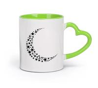 DEBINGY Coffret cadeau pour tasse à latte avec anse un croissant de lune formé d'étoiles （11oz/320ml） Café, thé, latte, lait, cacao, jus et autres boissons chaudes Vert