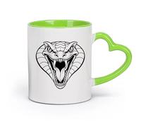 DEBINGY Coffret cadeau pour tasse à latte avec anse un dessin animé d'une tête de cobra （11oz/320ml） Pour café, soupe, thé, lait, latte, chocolat chaud, pour femmes et hommes Vert