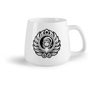 DEBINGY Fruta de cerámica Café y Bebidas Calientes Un icono de estilo glifo del símbolo de la diosa pavo real （14oz/400ml） Bebidas calientes, espresso