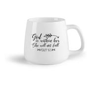 DEBINGY Fruta de cerámica Taza de café con estilo Dios está en su corazón Ella no caerá Salmo 46:5 Sala Bíblica （14oz/400ml） Bebidas calientes, espresso