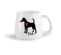 DEBINGY Fruta de cerámica Taza de café con estilo Fox Terrier con tu perro Perro mascota con corazón rojo （14oz/400ml） Ideal para el hogar, la oficina, cafeterías, ideas de regalo
