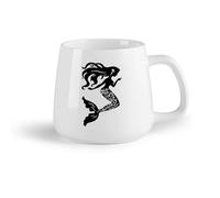 DEBINGY Fruta de cerámica Taza de café con estilo Silueta de sirena de pelo largo con conchas náuticas （14oz/400ml） Elegante y duradero: apto para microondas y lavavajillas