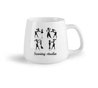 DEBINGY Fruta de cerámica Taza de café con estilo Tienda de costura de moda estilo dibujos animados （14oz/400ml） Perfecto para cocinas, restaurantes y cafeterías, gran idea de regalo