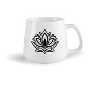 DEBINGY Fruta de cerámica Taza de Café de Cerámica Un icono de estilo glifo del símbolo de la flor de loto （14oz/400ml） Para bebidas calientes, latte, capuchino