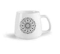 DEBINGY Fruta de cerámica Taza de Café Invitación abstracta con patrón floral minimalista de formas geométricas. （14oz/400ml） Bebidas calientes, espresso