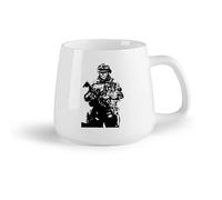 DEBINGY Fruta de cerámica Taza de Café Soldado francotirador calavera sala de juegos de guerra ejército militar pistola arma （14oz/400ml） Para cafetería o regalo