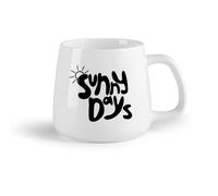 DEBINGY Fruta de cerámica Taza de Café Tipografía garabateada moderna con letras a mano retro de los años 70, días soleados （14oz/400ml） Gran regalo para parejas