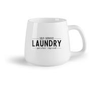 DEBINGY Fruta de cerámica Taza de Cerámica Lavandería de autoservicio Lavandería abierta las 24 horas Letrero de lavandería Lavandería （14oz/400ml） Para la oficina y el hogar