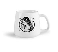 DEBINGY Fruta de cerámica Taza de Cerámica para Café, Té y Cacao Una silueta de mujer hermosa y elegante. （14oz/400ml） Para bebidas calientes, latte, capuchino