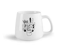 DEBINGY Fruta de cerámica Taza de porcelana Un glifo de un gesto con la mano con el que recibiste este texto de motivación. （14oz/400ml） Para el hogar o el trabajo