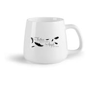 DEBINGY Fruta de cerámica Taza de té Cuando un ángel se acerca, las plumas mostrarán un patrón de plumas con una cita. （14oz/400ml） Para espresso, juego de té