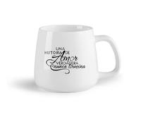 DEBINGY Fruta de cerámica Taza de Té de Cerámica Una Historia De Amor Verdadera Nunca Termina Frases En Español （14oz/400ml） Ideal para usar en casa y la oficina