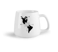 DEBINGY Fruta de cerámica Taza de té Mapa del continente americano, brújula de navegación, mapa de Estados Unidos, brújula （14oz/400ml） Gran regalo para parejas