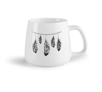 DEBINGY Fruta de cerámica Taza de té o café original Atrapasueños de plumas estilo bohemio con cuerda （14oz/400ml） Apto para lavavajillas y microondas, para la oficina y el hogar