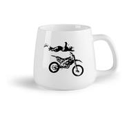 DEBINGY Fruta de cerámica Taza de té o café original Pose genial de chico en motocicleta para deportes extremos （14oz/400ml） Regalo para hombre o mujer