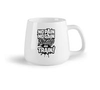 DEBINGY Fruta de cerámica Taza de té o café original Tatuaje de eslogan de gimnasio Sin dolor no hay ganancia （14oz/400ml） Apto para lavavajillas y microondas
