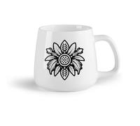 DEBINGY Fruta de cerámica Taza de té o café original Un icono de estilo glifo que representa un motivo de plumas. （14oz/400ml） Regalo para hombre o mujer