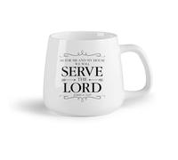 DEBINGY Fruta de cerámica Tazas blancas Biblia Josué 24:15 Serviremos a las valientes flechas de oración del Señor （14oz/400ml） Ideal para usar en casa y la oficina