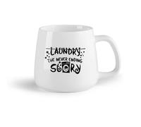 DEBINGY Fruta de cerámica Tazas blancas Dibujos animados de lavandería, historia interminable, lavandería, lavandería, familia, citas de amor （14oz/400ml） Para el hogar y la oficina