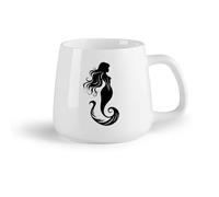 DEBINGY Fruta de cerámica Tazas blancas Himno abisal, icono de sirena, elegancia enigmática, logotipo de sirena （14oz/400ml） Ideal para usar en casa y la oficina