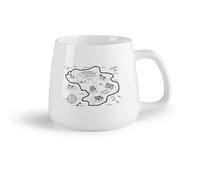 DEBINGY Fruta de cerámica Tazas blancas Mapa del tesoro pirata de dibujos animados Mapa pirata para niños Explora la sala de juegos de Hora de aventuras （14oz/400ml） Para el hogar y la oficina