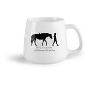 DEBINGY Fruta de cerámica Tazas blancas Plantilla de cita No hay secreto tan cerca de la chica y el caballo （14oz/400ml） Para café, avena, té, fácil de limpiar